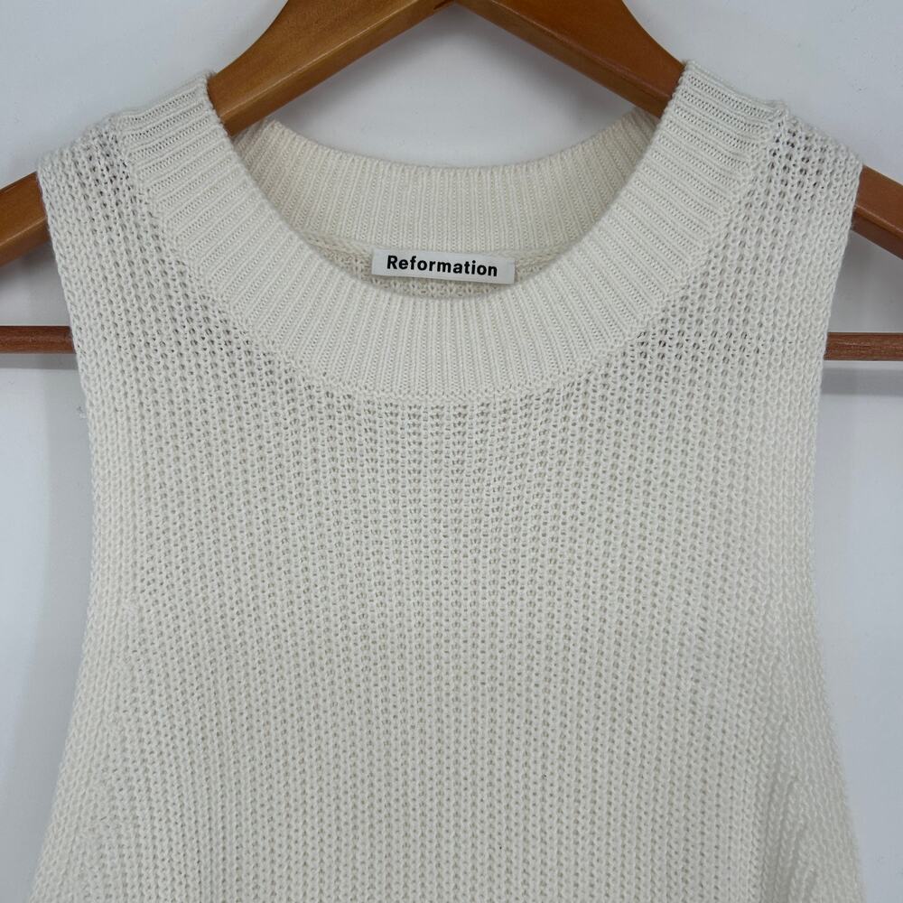 REFORMATION Lilac Knit Top Womens Small Cottage Beigecore Normcore Academia Boho - Picture 3 of 8